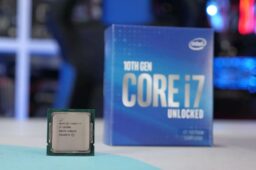 intel comet lake core i7 10700k cpu front view with box پردازنده Comet Lake