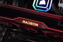 red radeon logo amd gaming gpu inside system closeup AMD RX 6900 XT